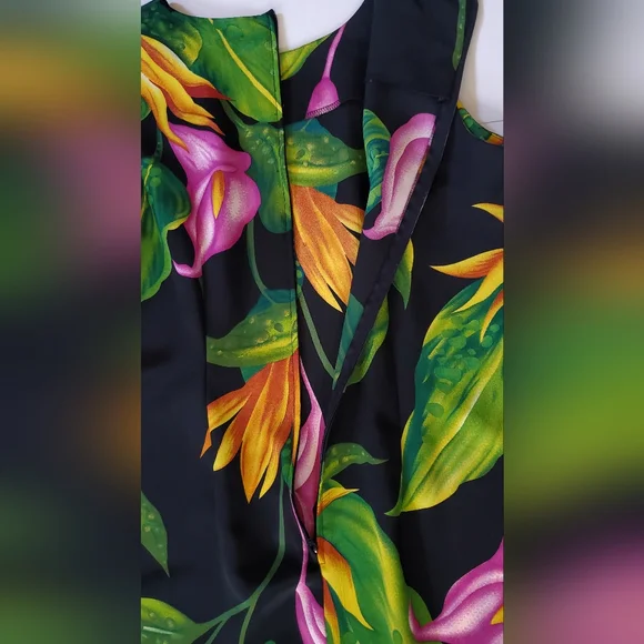 NWT Sag Harbor Black tropical floral maxi Sundress length size 6 Petite - Picture 9 of 10